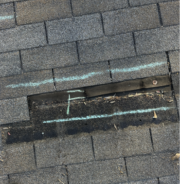 Roof wind damage, front slope